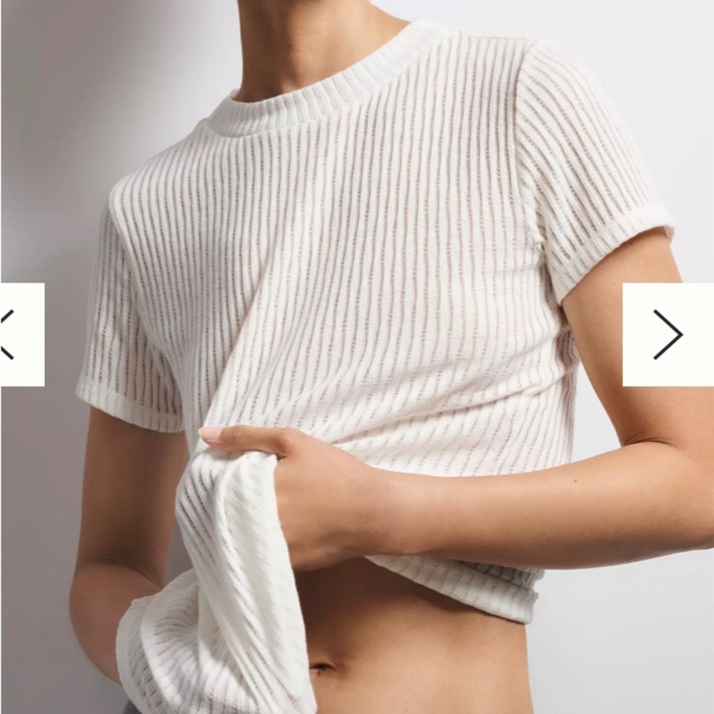 Anthropologie Pilcro Sheer Tee - Cream - Medium